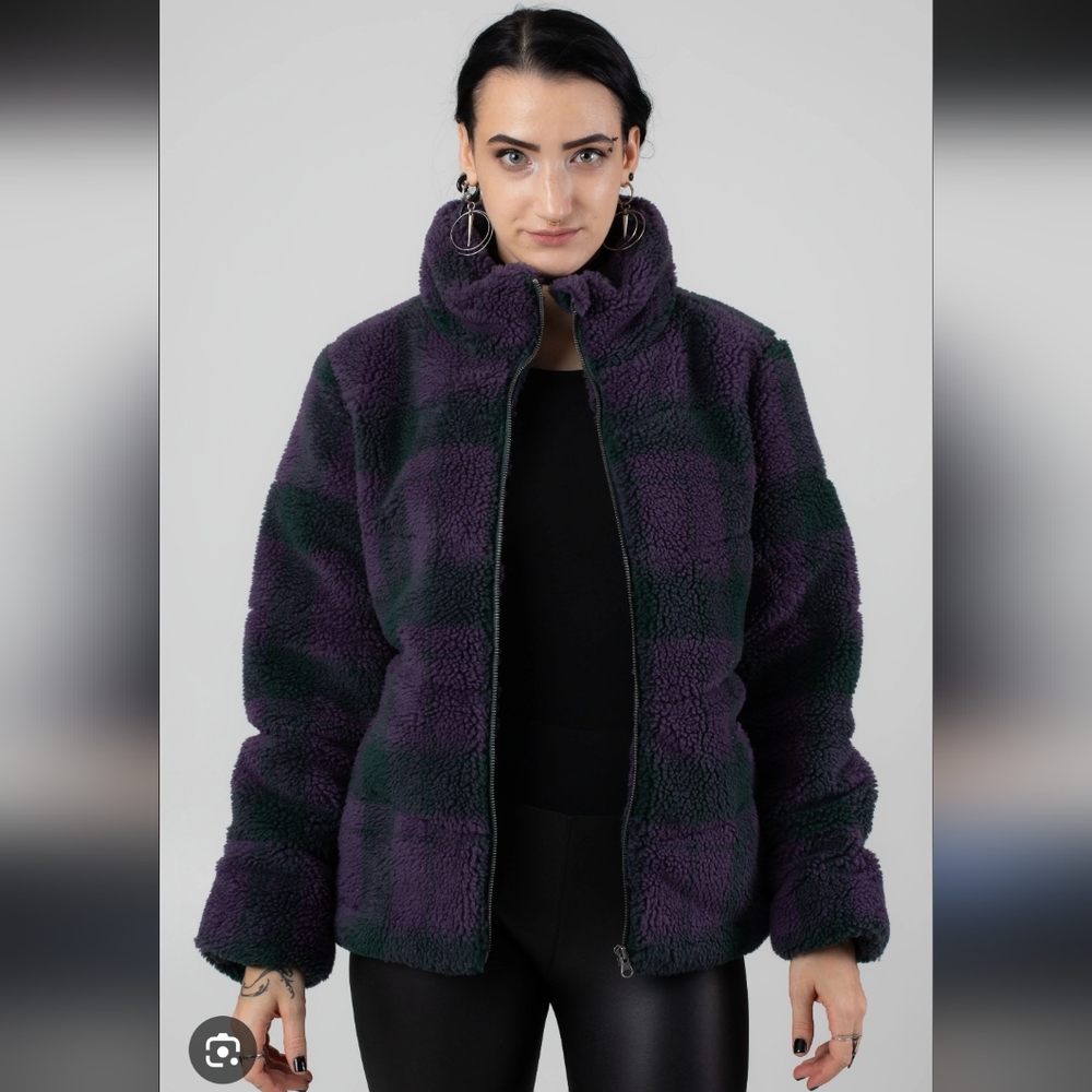 Brand New Vans Womens Foundry Plaid Fleece Zip Jacket Green Gables Size S